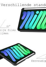 BASEY. Hoesje Geschikt voor iPad Mini 6 Hoes Case Tablet Hoesje Tri-fold Met Uitsparing Geschikt voor Apple Pencil Met Screenprotector - Hoes Geschikt voor iPad Mini 6 Hoesje Hard Cover Bookcase Hoes - Grijs