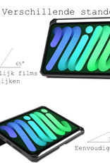BASEY. Hoesje Geschikt voor iPad Mini 6 Hoes Case Tablet Hoesje Tri-fold Met Uitsparing Geschikt voor Apple Pencil Met Screenprotector - Hoes Geschikt voor iPad Mini 6 Hoesje Hard Cover Bookcase Hoes - Paars
