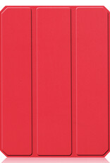 BASEY. Hoesje Geschikt voor iPad Mini 6 Hoes Case Tablet Hoesje Tri-fold Met Uitsparing Geschikt voor Apple Pencil Met Screenprotector - Hoes Geschikt voor iPad Mini 6 Hoesje Hard Cover Bookcase Hoes - Rood
