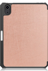 BASEY. Hoesje Geschikt voor iPad Mini 6 Hoes Case Tablet Hoesje Tri-fold Met Uitsparing Geschikt voor Apple Pencil Met Screenprotector - Hoes Geschikt voor iPad Mini 6 Hoesje Hard Cover Bookcase Hoes - Rosé goud