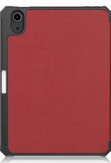 NoXx Hoesje Geschikt voor iPad Mini 6 Hoesje Case Hard Cover Hoes Book Case Met Uitsparing Geschikt voor Apple Pencil Met Screenprotector - Donkerrood