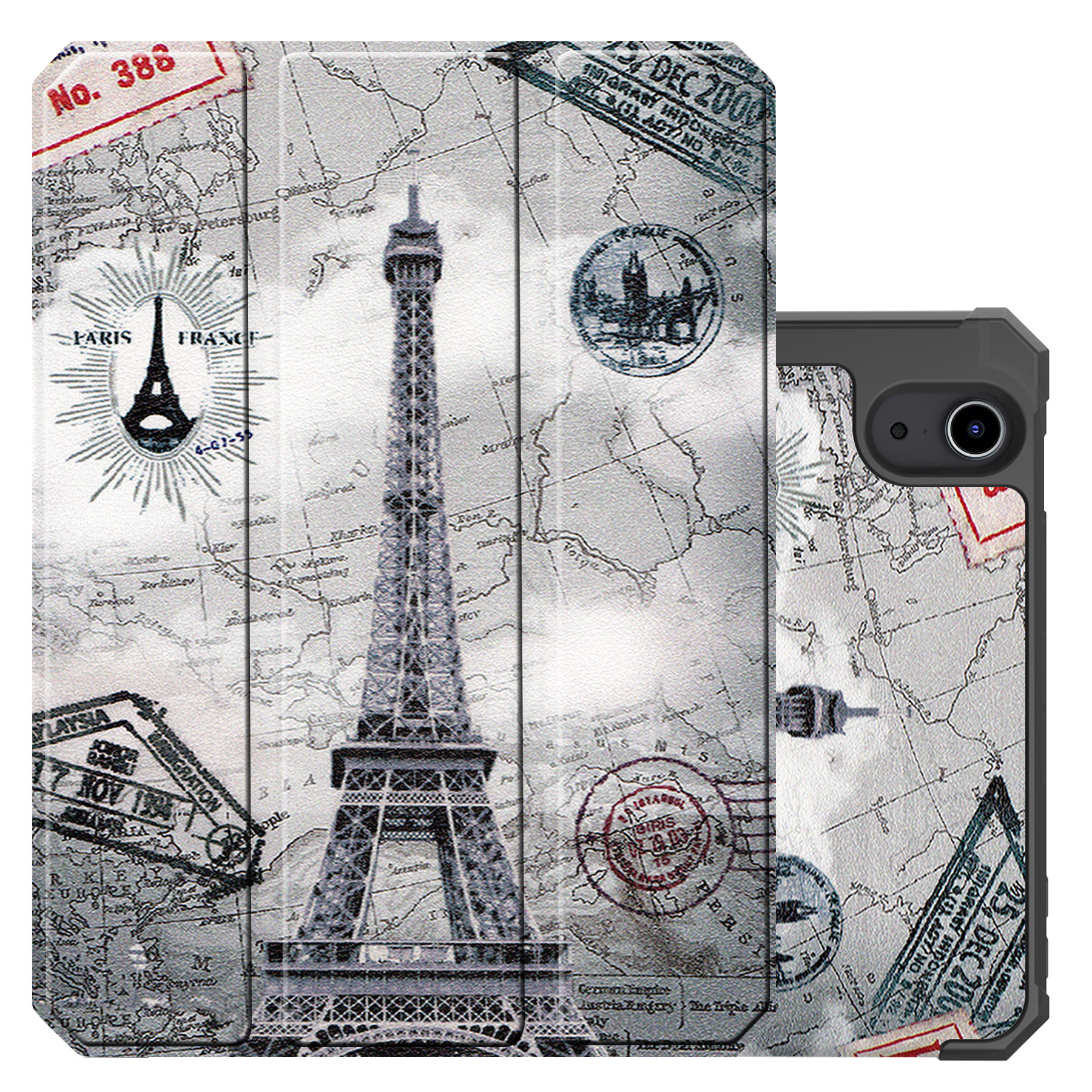 NoXx Hoesje Geschikt voor iPad Mini 6 Hoesje Case Hard Cover Hoes Book Case Met Uitsparing Geschikt voor Apple Pencil Met Screenprotector - Eiffeltoren
