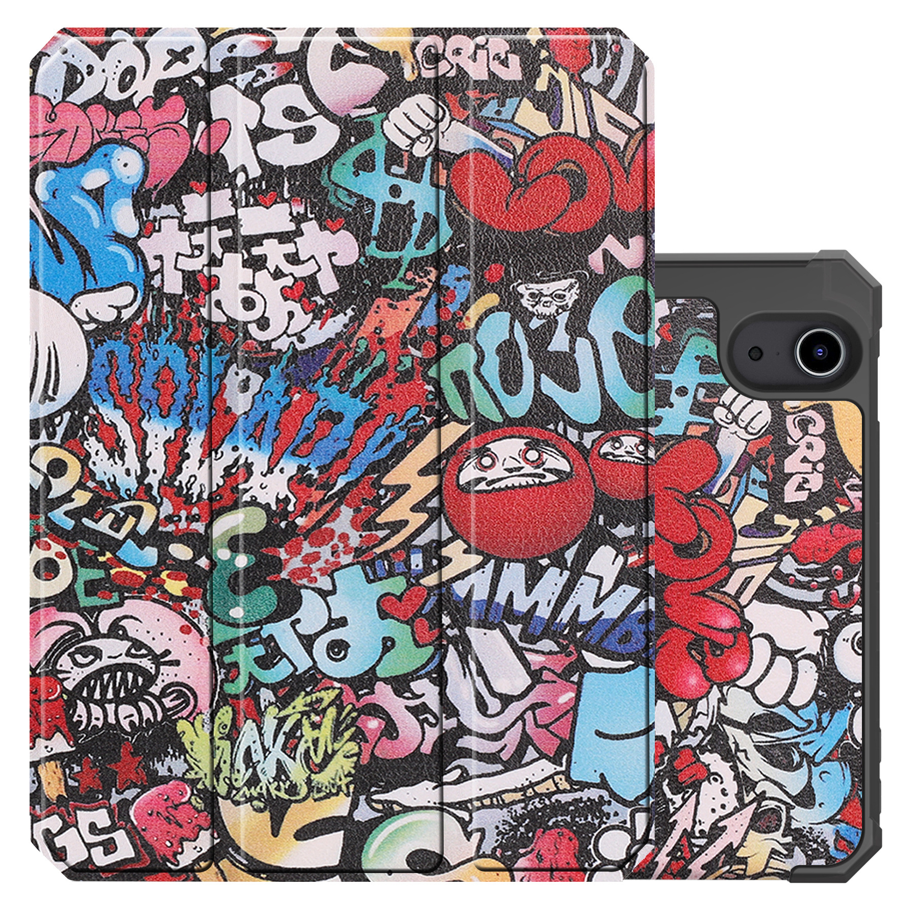 NoXx Hoesje Geschikt voor iPad Mini 6 Hoesje Case Hard Cover Hoes Book Case Met Uitsparing Geschikt voor Apple Pencil Met Screenprotector - Graffity