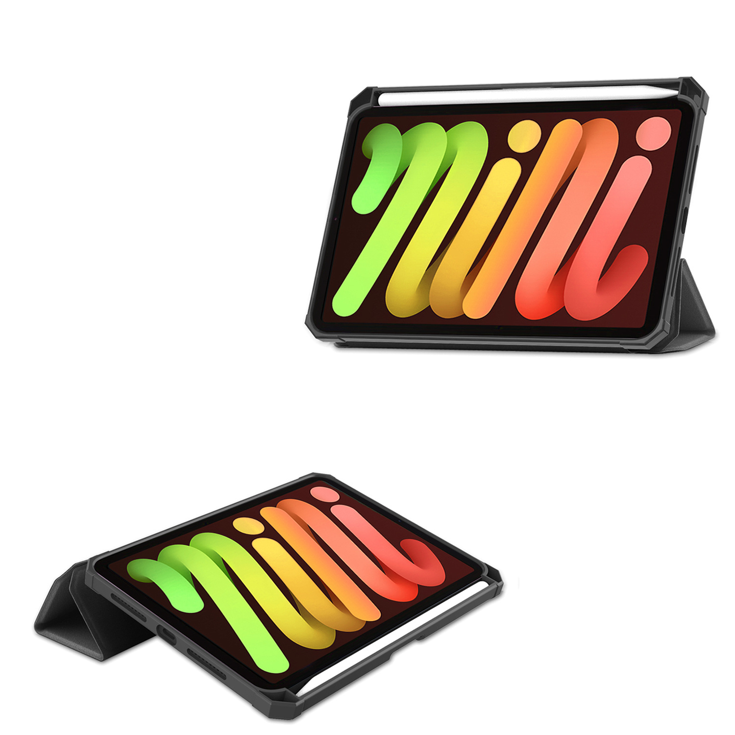 NoXx Hoesje Geschikt voor iPad Mini 6 Hoesje Case Hard Cover Hoes Book Case Met Uitsparing Geschikt voor Apple Pencil Met Screenprotector - Grijs
