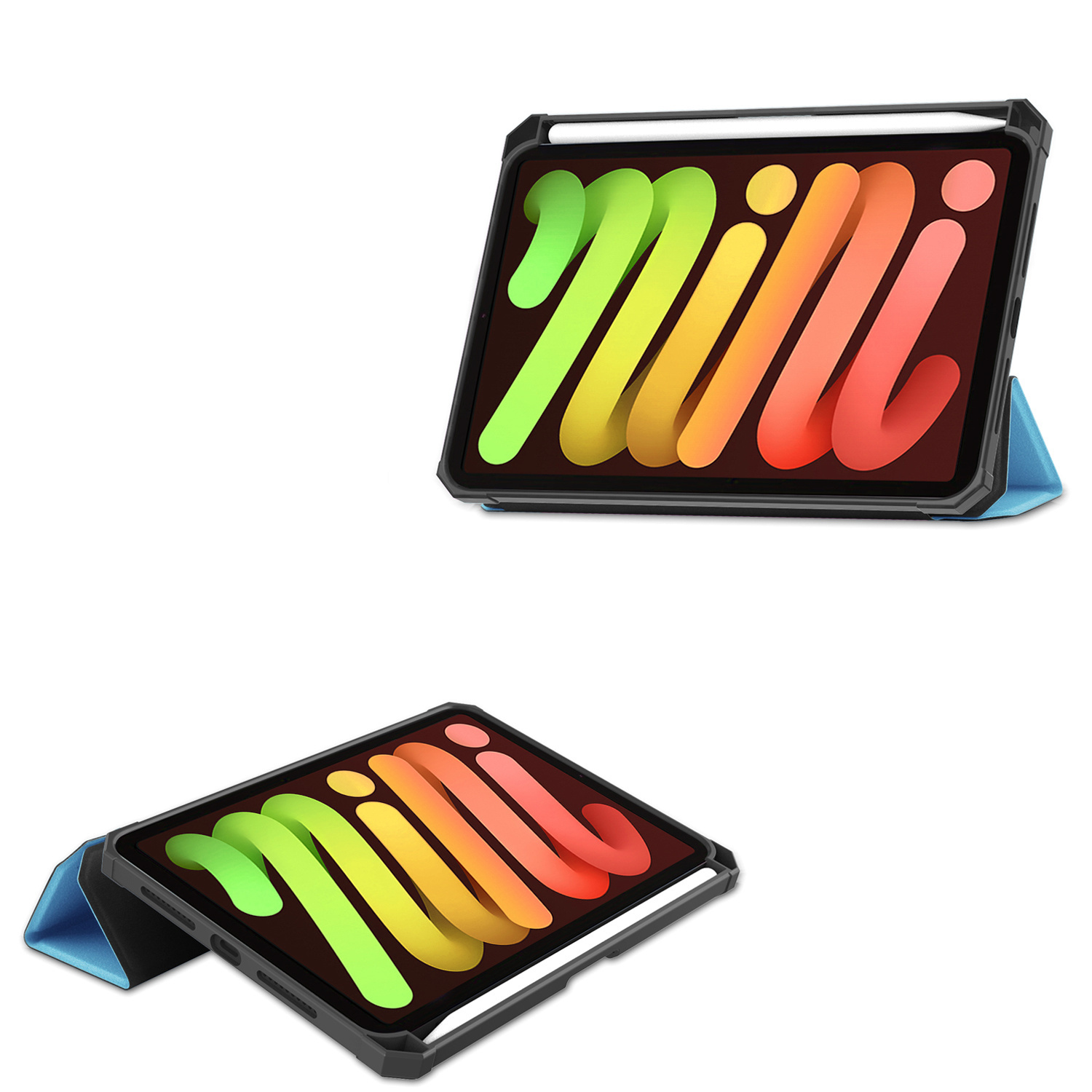 NoXx Hoesje Geschikt voor iPad Mini 6 Hoesje Case Hard Cover Hoes Book Case Met Uitsparing Geschikt voor Apple Pencil Met Screenprotector - Lichtblauw