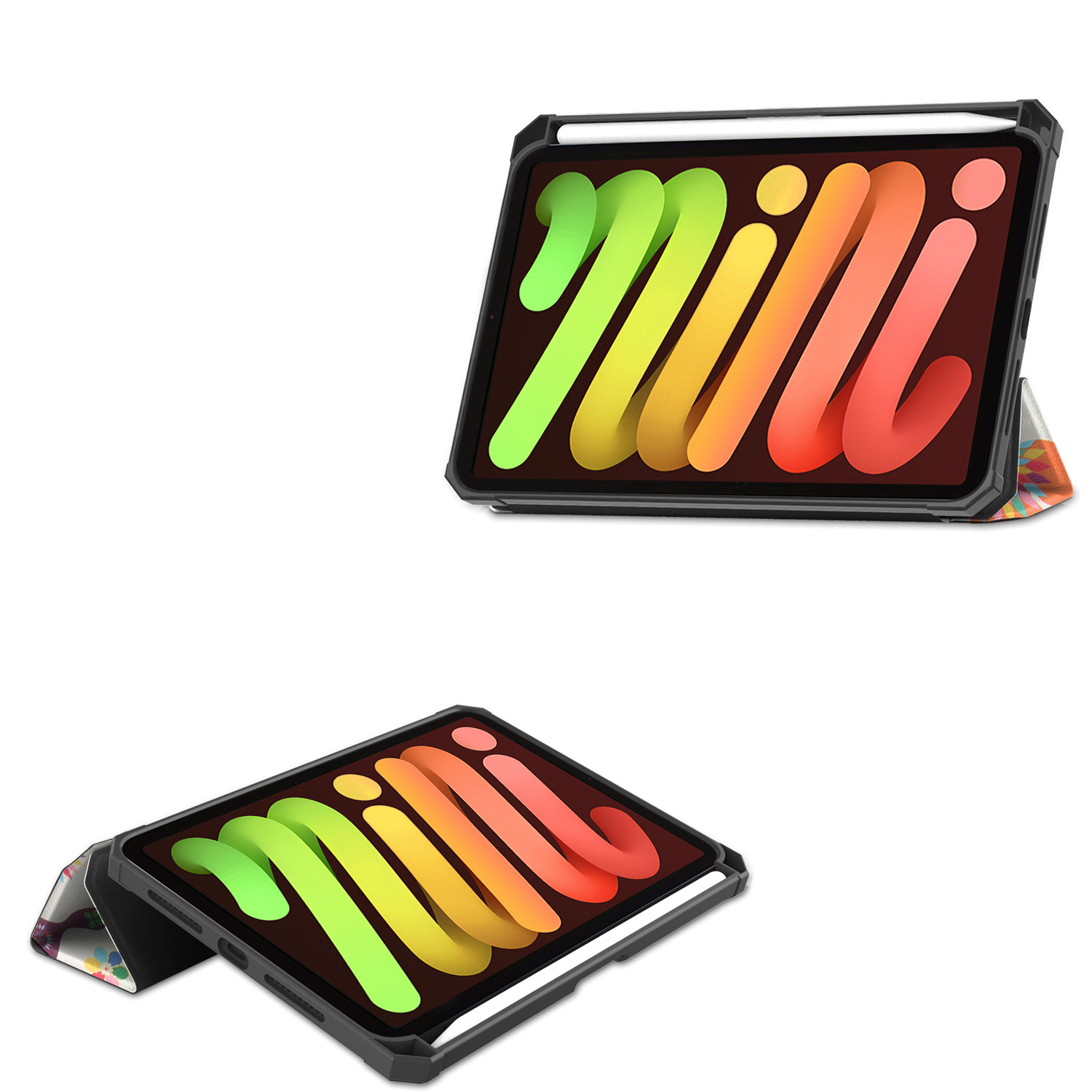 NoXx Hoesje Geschikt voor iPad Mini 6 Hoesje Case Hard Cover Hoes Book Case Met Uitsparing Geschikt voor Apple Pencil Met Screenprotector - Vlinders