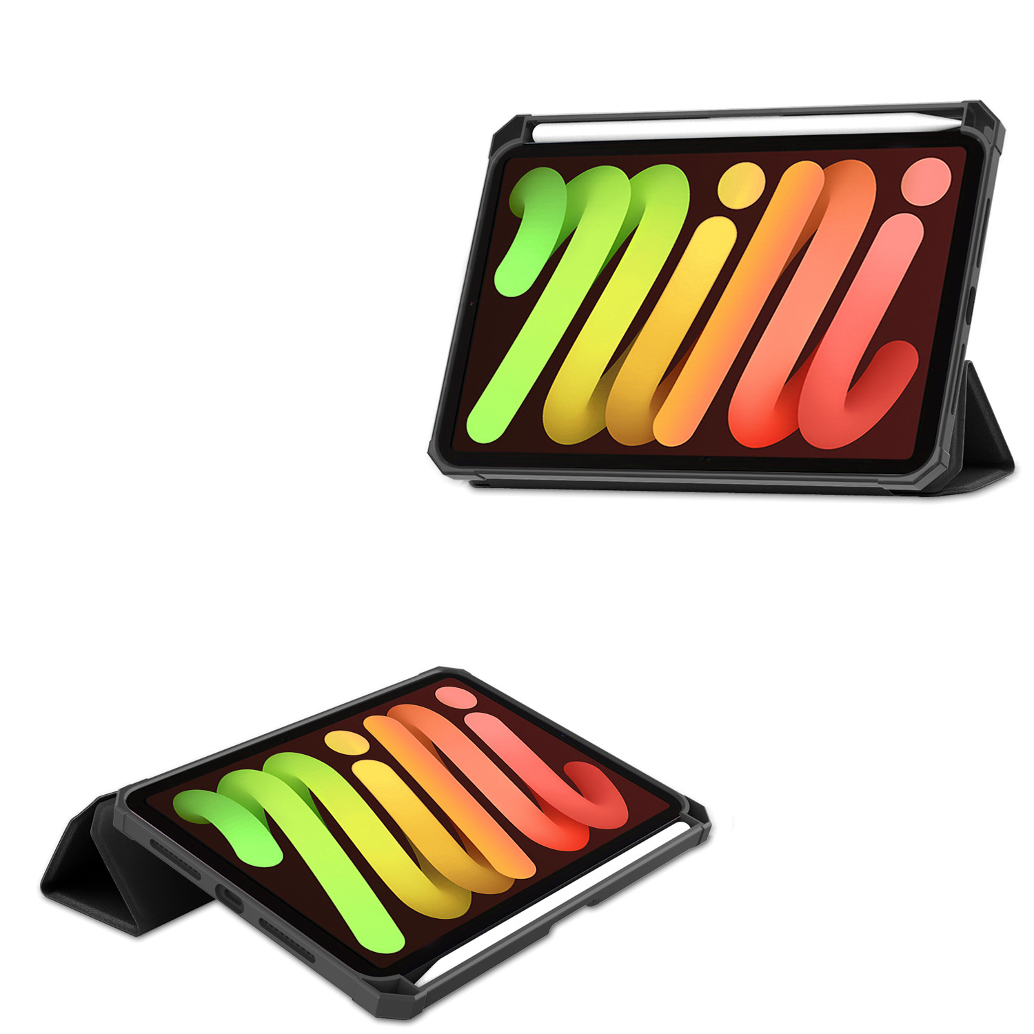 NoXx Hoesje Geschikt voor iPad Mini 6 Hoesje Case Hard Cover Hoes Book Case Met Uitsparing Geschikt voor Apple Pencil Met Screenprotector - Zwart