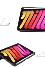 Nomfy Hoes Geschikt voor iPad Mini 6 Hoes Tri-fold Tablet Hoesje Case Met Uitsparing Geschikt voor Apple Pencil Met Screenprotector - Hoesje Geschikt voor iPad Mini 6 Hoesje Hardcover Bookcase - Donkerrood