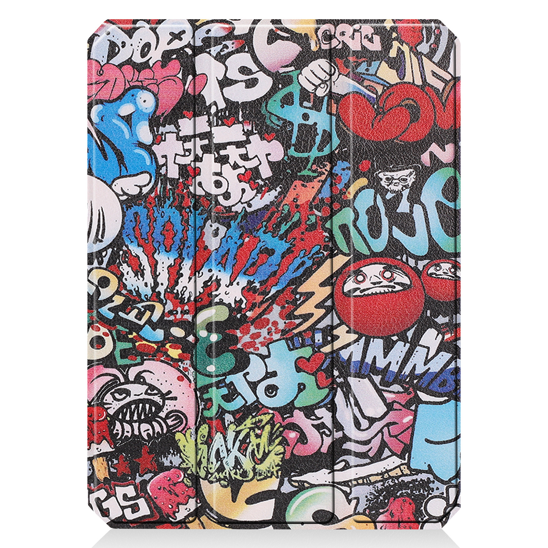 Nomfy Hoes Geschikt voor iPad Mini 6 Hoes Tri-fold Tablet Hoesje Case Met Uitsparing Geschikt voor Apple Pencil Met Screenprotector - Hoesje Geschikt voor iPad Mini 6 Hoesje Hardcover Bookcase - Graffity