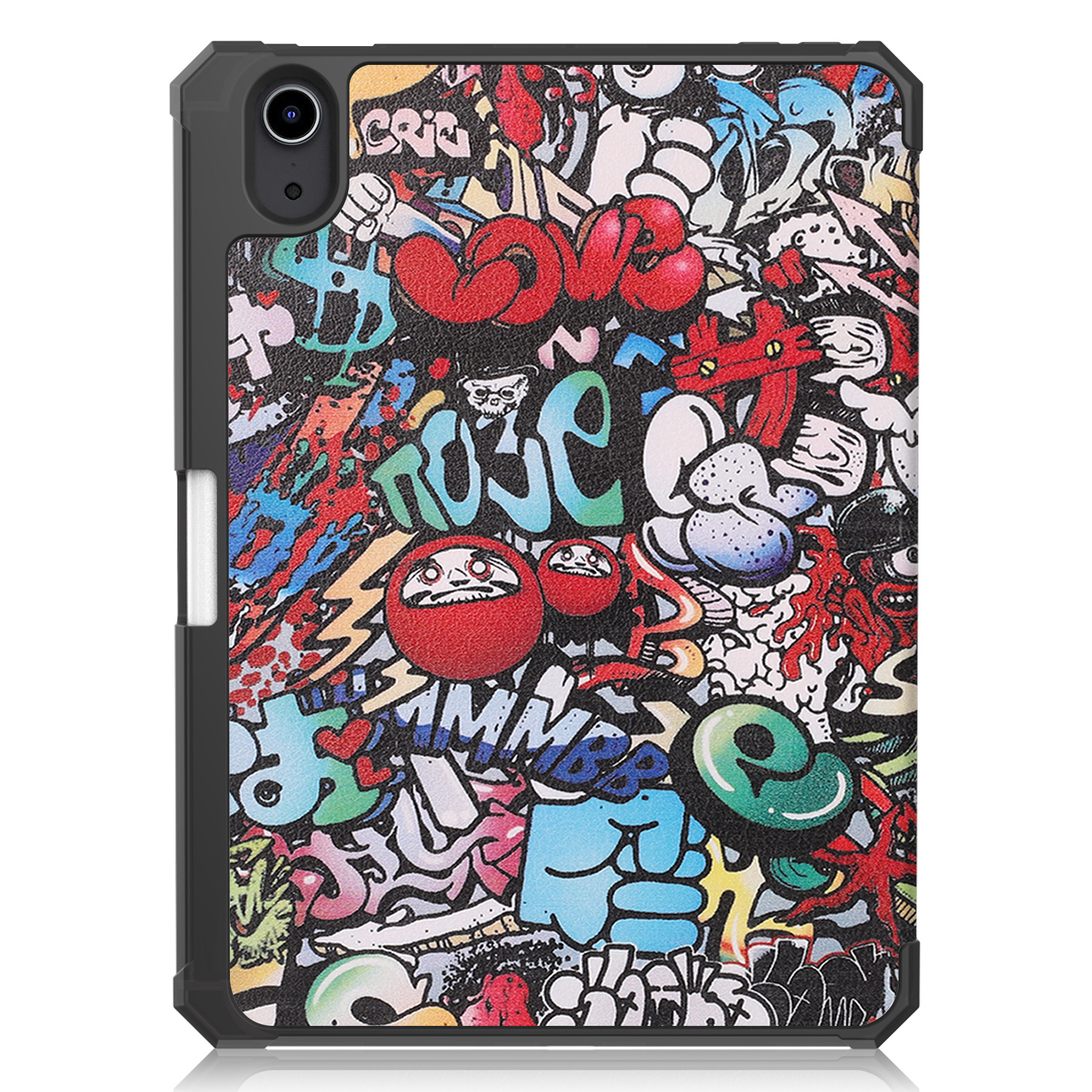Nomfy Hoes Geschikt voor iPad Mini 6 Hoes Tri-fold Tablet Hoesje Case Met Uitsparing Geschikt voor Apple Pencil Met Screenprotector - Hoesje Geschikt voor iPad Mini 6 Hoesje Hardcover Bookcase - Graffity