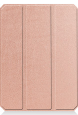 Nomfy Hoes Geschikt voor iPad Mini 6 Hoes Tri-fold Tablet Hoesje Case Met Uitsparing Geschikt voor Apple Pencil Met Screenprotector - Hoesje Geschikt voor iPad Mini 6 Hoesje Hardcover Bookcase - Rosé goud
