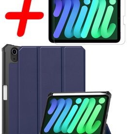 BASEY. BASEY. iPad Mini 6 Hoes Met Uitsparing Apple Pencil En Met Screenprotector - Donkerblauw
