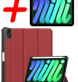 BASEY. BASEY. iPad Mini 6 Hoes Met Uitsparing Apple Pencil En Met Screenprotector - Donkerrood