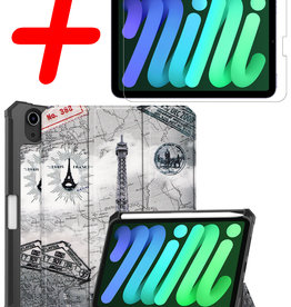 BASEY. BASEY. iPad Mini 6 Hoes Met Uitsparing Apple Pencil En Met Screenprotector - Eiffeltoren