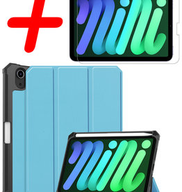 BASEY. BASEY. iPad Mini 6 Hoes Met Uitsparing Apple Pencil En Met Screenprotector - Lichtblauw