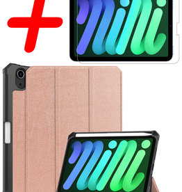 BASEY. BASEY. iPad Mini 6 Hoes Met Uitsparing Apple Pencil En Met Screenprotector - Rose Goud