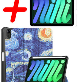 BASEY. BASEY. iPad Mini 6 Hoes Met Uitsparing Apple Pencil En Met Screenprotector - Sterrenhemel
