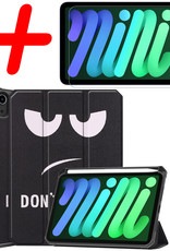 BASEY. Hoesje Geschikt voor iPad Mini 6 Hoes Case Tablet Hoesje Tri-fold Met Uitsparing Geschikt voor Apple Pencil Met Screenprotector - Hoes Geschikt voor iPad Mini 6 Hoesje Hard Cover Bookcase Hoes - Don't Touch Me