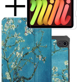 NoXx NoXx iPad Mini 6 Hoes Met Uitsparing Apple Pencil En Met Screenprotector - Witte Bloesem