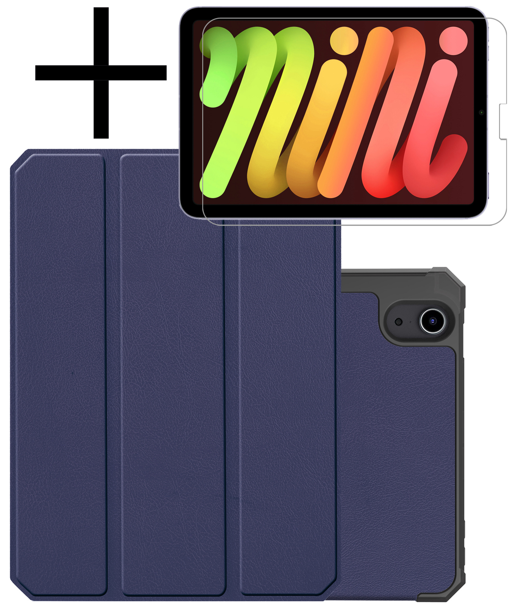 NoXx Hoesje Geschikt voor iPad Mini 6 Hoesje Case Hard Cover Hoes Book Case Met Uitsparing Geschikt voor Apple Pencil Met Screenprotector - Donkerblauw