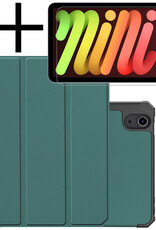 NoXx Hoesje Geschikt voor iPad Mini 6 Hoesje Case Hard Cover Hoes Book Case Met Uitsparing Geschikt voor Apple Pencil Met Screenprotector - Donkergroen