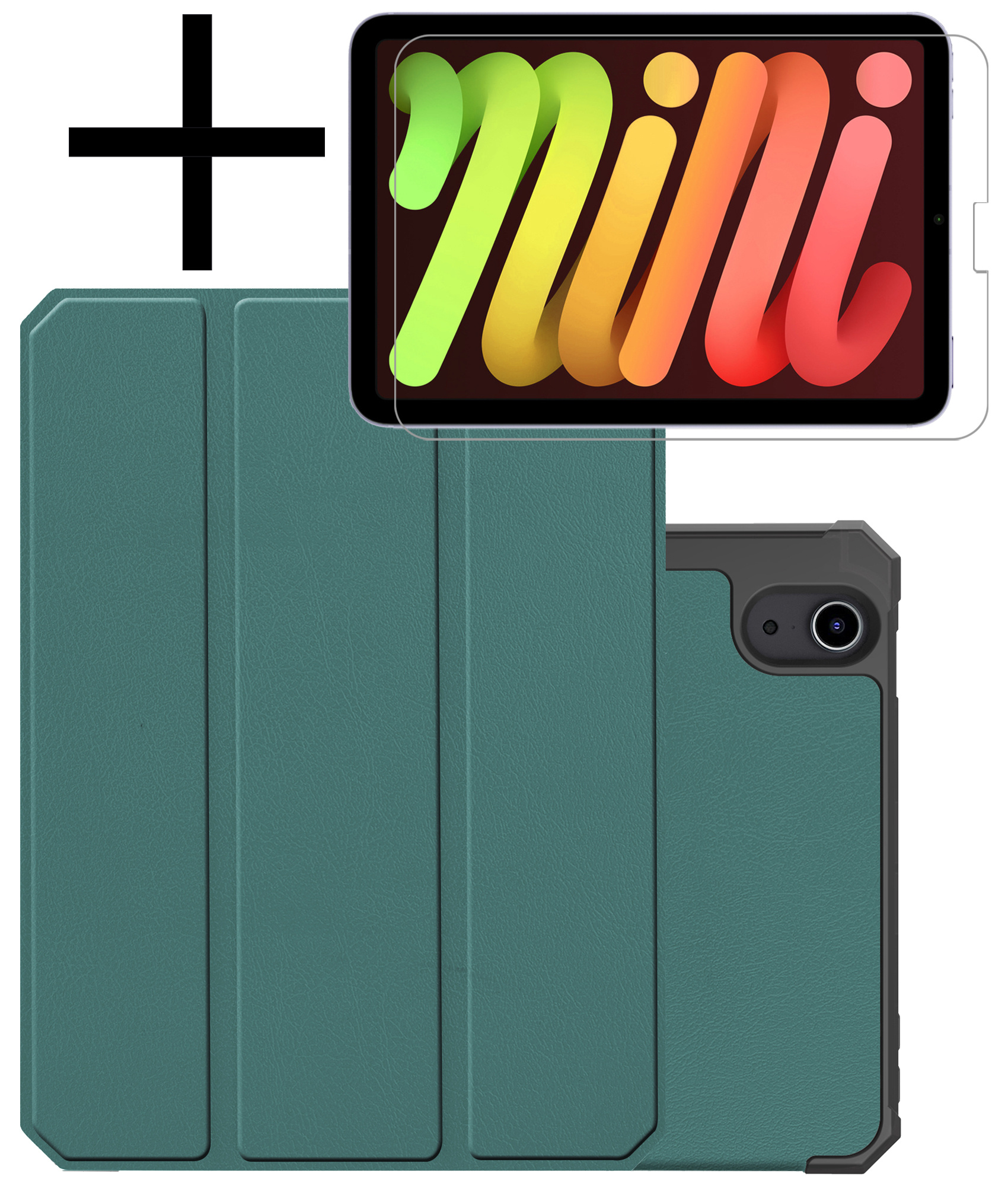 NoXx Hoesje Geschikt voor iPad Mini 6 Hoesje Case Hard Cover Hoes Book Case Met Uitsparing Geschikt voor Apple Pencil Met Screenprotector - Donkergroen