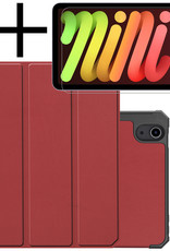 NoXx Hoesje Geschikt voor iPad Mini 6 Hoesje Case Hard Cover Hoes Book Case Met Uitsparing Geschikt voor Apple Pencil Met Screenprotector - Donkerrood