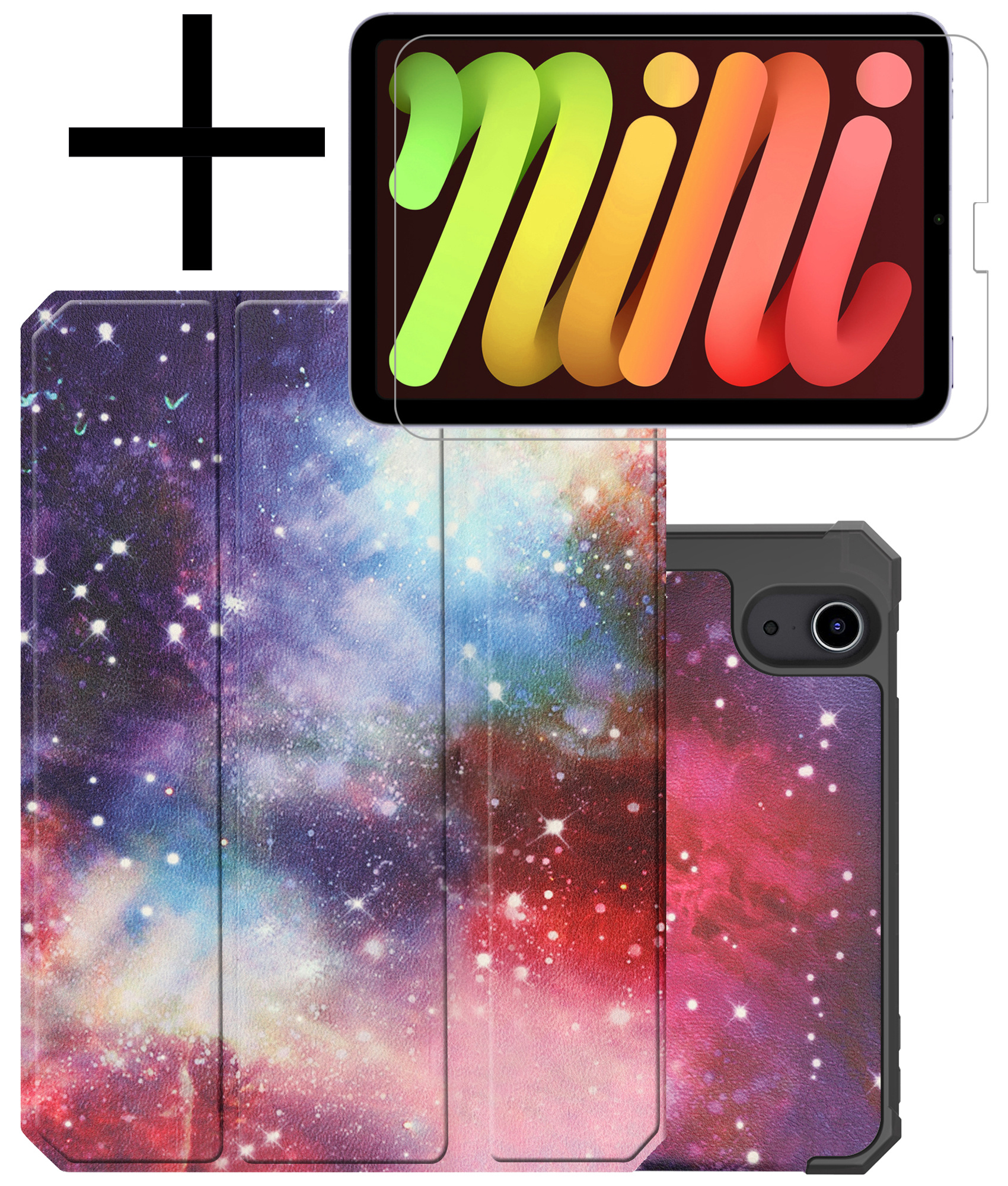 NoXx Hoesje Geschikt voor iPad Mini 6 Hoesje Case Hard Cover Hoes Book Case Met Uitsparing Geschikt voor Apple Pencil Met Screenprotector - Galaxy