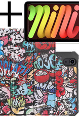NoXx Hoesje Geschikt voor iPad Mini 6 Hoesje Case Hard Cover Hoes Book Case Met Uitsparing Geschikt voor Apple Pencil Met Screenprotector - Graffity