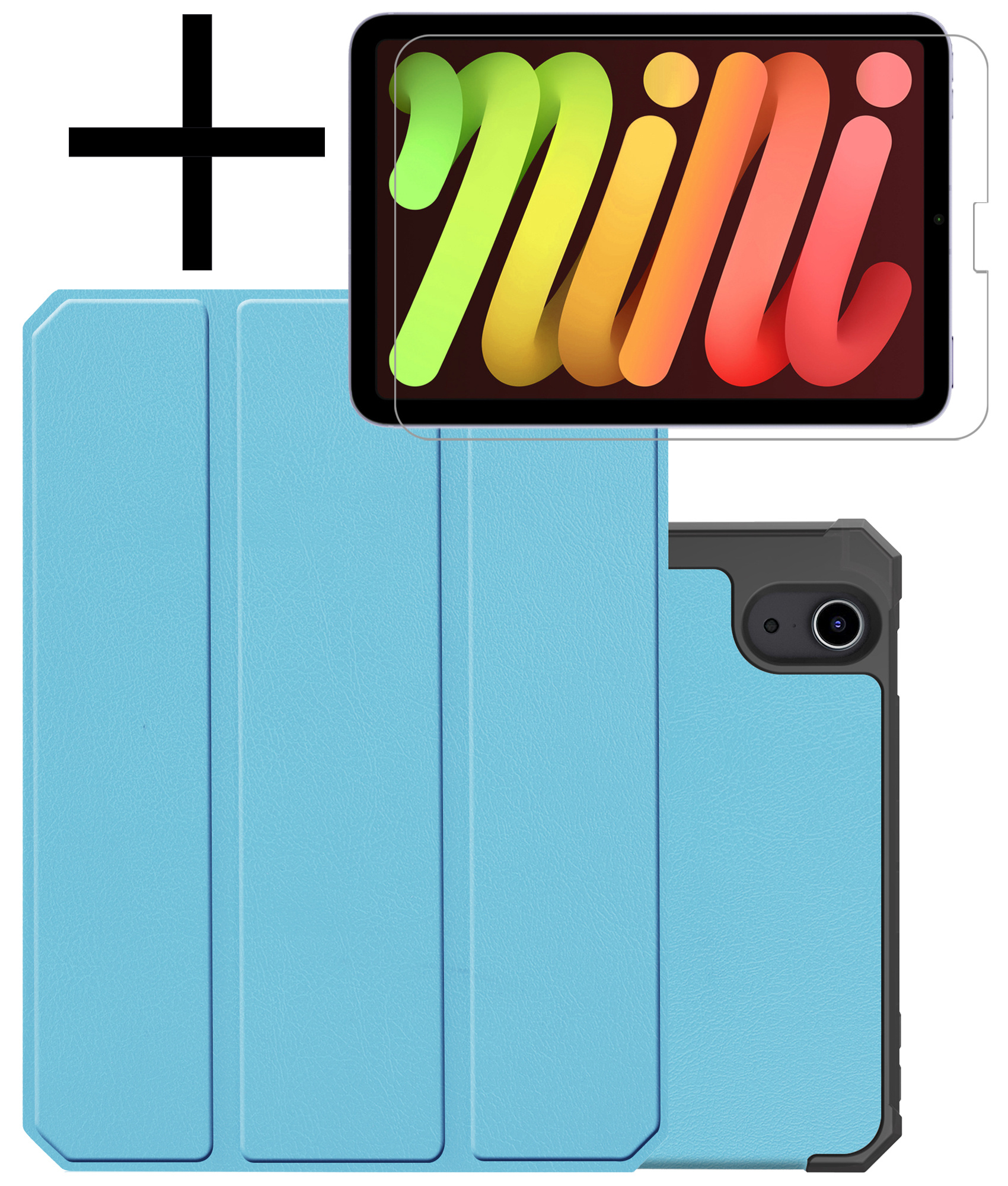 NoXx Hoesje Geschikt voor iPad Mini 6 Hoesje Case Hard Cover Hoes Book Case Met Uitsparing Geschikt voor Apple Pencil Met Screenprotector - Lichtblauw