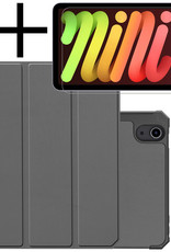 NoXx Hoesje Geschikt voor iPad Mini 6 Hoesje Case Hard Cover Hoes Book Case Met Uitsparing Geschikt voor Apple Pencil Met Screenprotector - Grijs