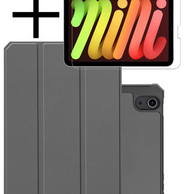 NoXx NoXx iPad Mini 6 Hoes Met Uitsparing Apple Pencil En Met Screenprotector - Grijs