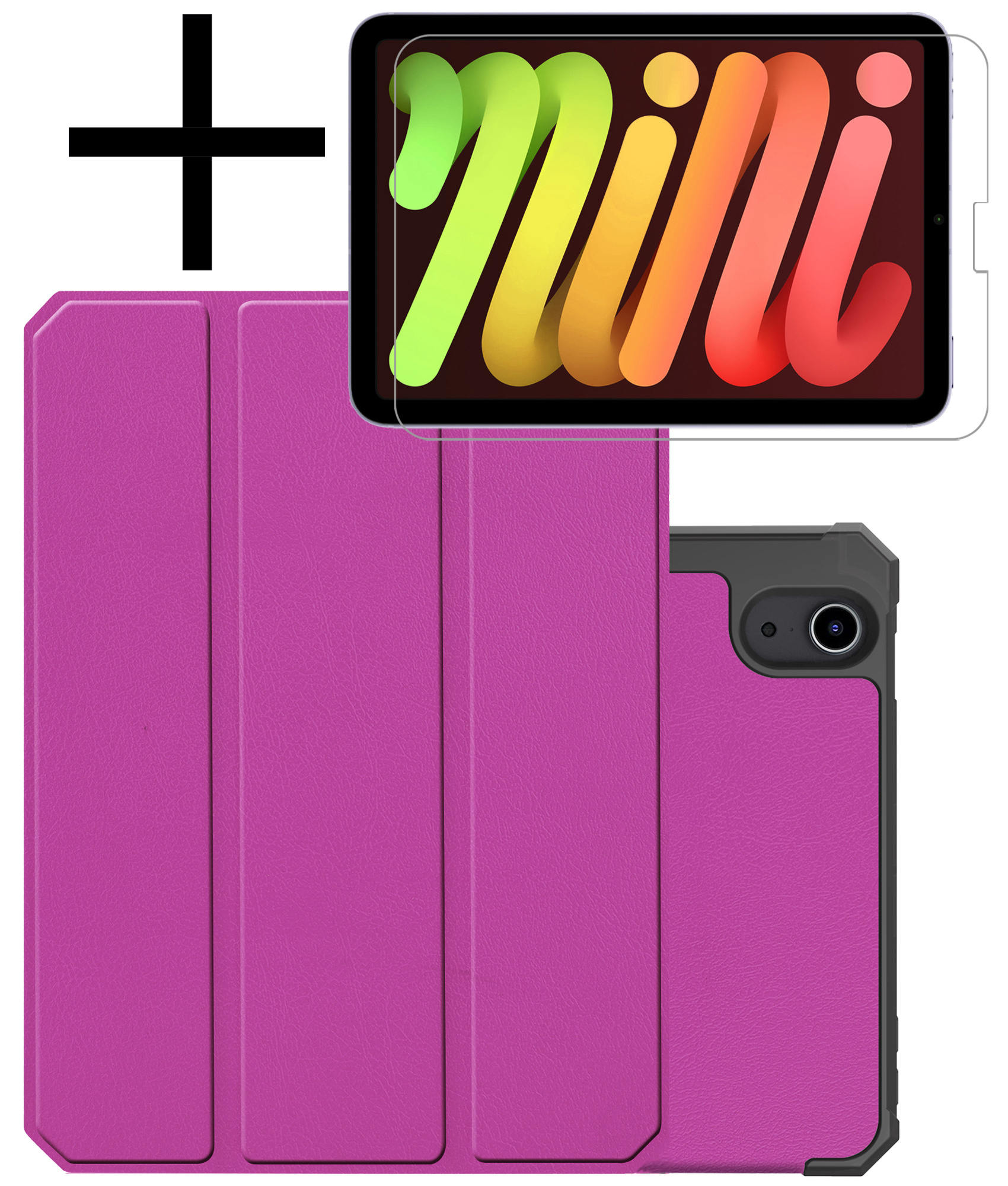 NoXx Hoesje Geschikt voor iPad Mini 6 Hoesje Case Hard Cover Hoes Book Case Met Uitsparing Geschikt voor Apple Pencil Met Screenprotector - Paars