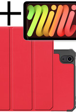 NoXx Hoesje Geschikt voor iPad Mini 6 Hoesje Case Hard Cover Hoes Book Case Met Uitsparing Geschikt voor Apple Pencil Met Screenprotector - Rood