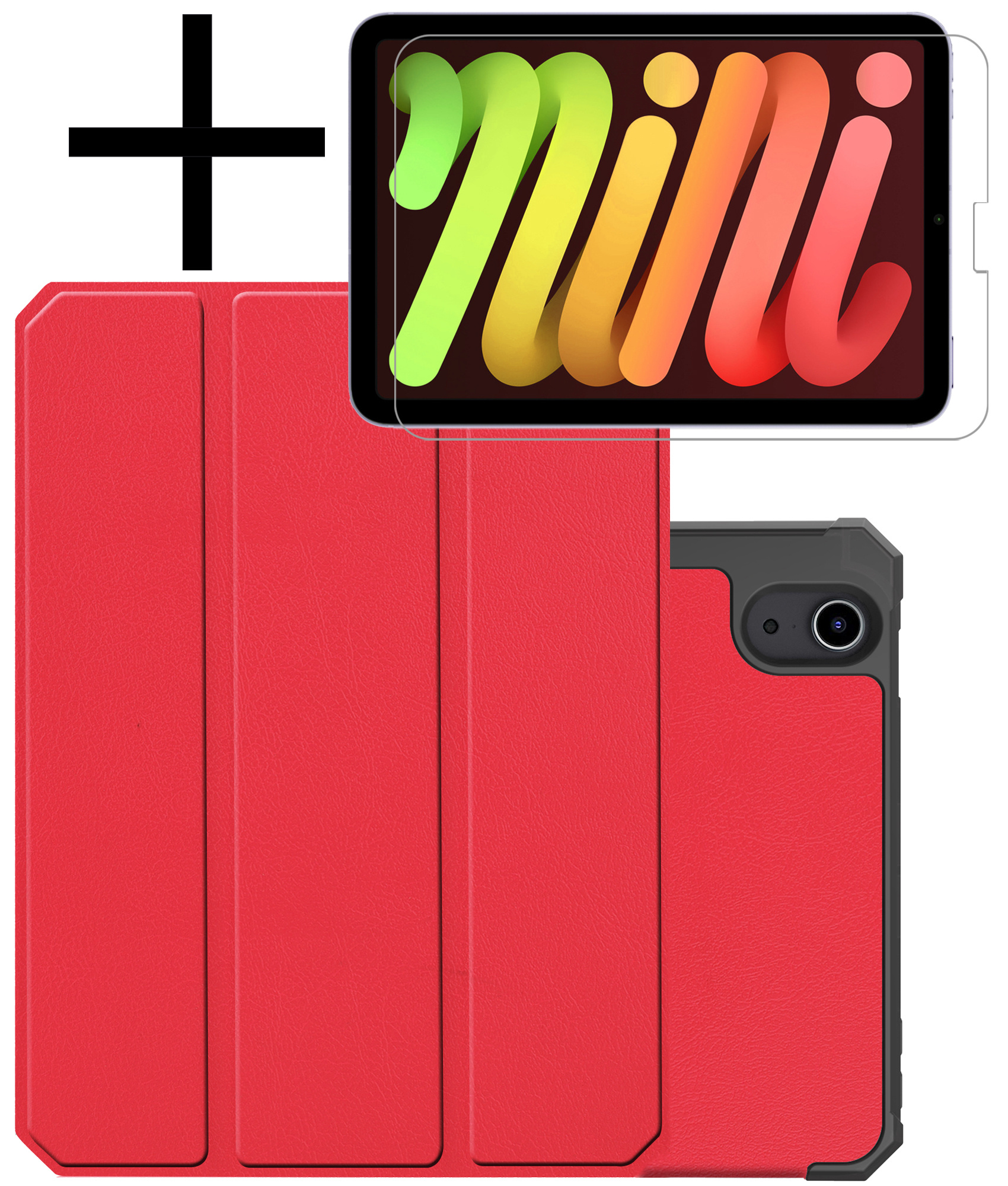 NoXx Hoesje Geschikt voor iPad Mini 6 Hoesje Case Hard Cover Hoes Book Case Met Uitsparing Geschikt voor Apple Pencil Met Screenprotector - Rood