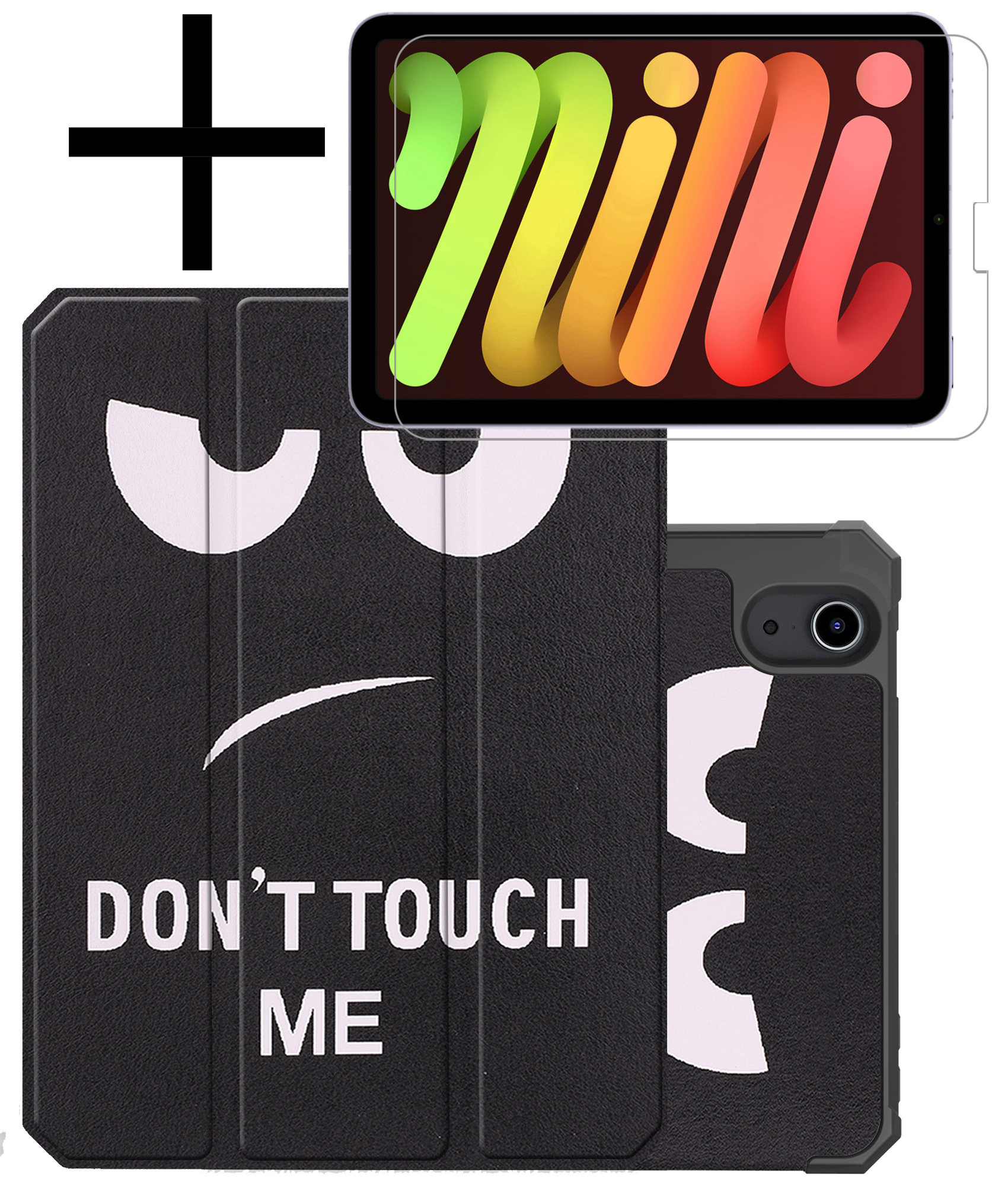 NoXx Hoesje Geschikt voor iPad Mini 6 Hoesje Case Hard Cover Hoes Book Case Met Uitsparing Geschikt voor Apple Pencil Met Screenprotector - Don't Touch Me