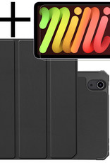 NoXx Hoesje Geschikt voor iPad Mini 6 Hoesje Case Hard Cover Hoes Book Case Met Uitsparing Geschikt voor Apple Pencil Met Screenprotector - Zwart