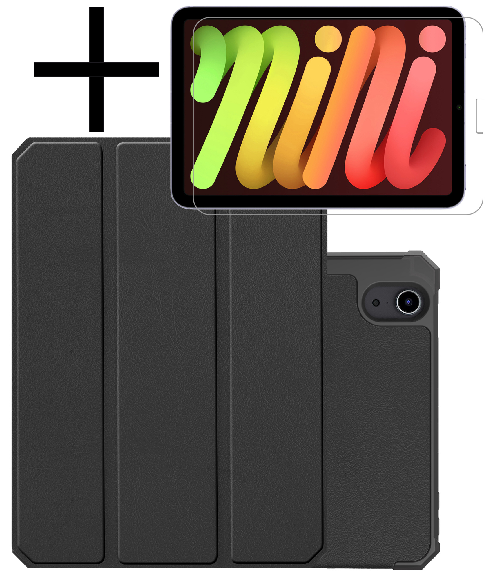 NoXx Hoesje Geschikt voor iPad Mini 6 Hoesje Case Hard Cover Hoes Book Case Met Uitsparing Geschikt voor Apple Pencil Met Screenprotector - Zwart