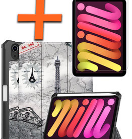 Nomfy Nomfy iPad Mini 6 Hoes Met Uitsparing Apple Pencil En Met Screenprotector - Eiffeltoren