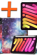 Nomfy Hoes Geschikt voor iPad Mini 6 Hoes Tri-fold Tablet Hoesje Case Met Uitsparing Geschikt voor Apple Pencil Met Screenprotector - Hoesje Geschikt voor iPad Mini 6 Hoesje Hardcover Bookcase - Galaxy