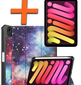 Nomfy Nomfy iPad Mini 6 Hoes Met Uitsparing Apple Pencil En Met Screenprotector - Galaxy