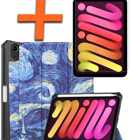 Nomfy Nomfy iPad Mini 6 Hoes Met Uitsparing Apple Pencil En Met Screenprotector - Sterrenhemel