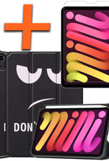 Nomfy Hoes Geschikt voor iPad Mini 6 Hoes Tri-fold Tablet Hoesje Case Met Uitsparing Geschikt voor Apple Pencil Met Screenprotector - Hoesje Geschikt voor iPad Mini 6 Hoesje Hardcover Bookcase - Don't Touch Me