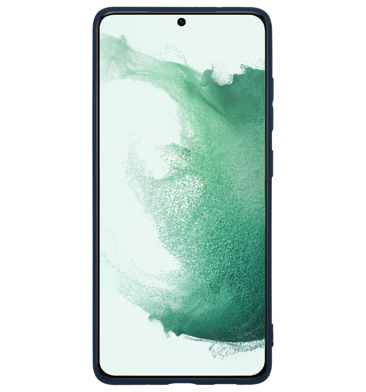 BASEY. Hoes Geschikt voor Samsung S22 Hoesje Siliconen Back Cover Case Met Screenprotector - Hoesje Geschikt voor Samsung Galaxy S22 Hoes Cover Hoesje - Donkerblauw