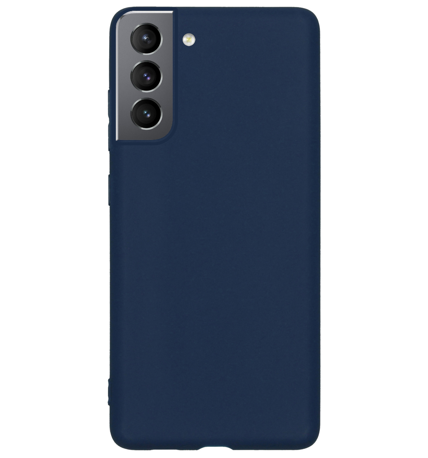 BASEY. Hoes Geschikt voor Samsung S22 Hoesje Siliconen Back Cover Case Met Screenprotector - Hoesje Geschikt voor Samsung Galaxy S22 Hoes Cover Hoesje - Donkerblauw