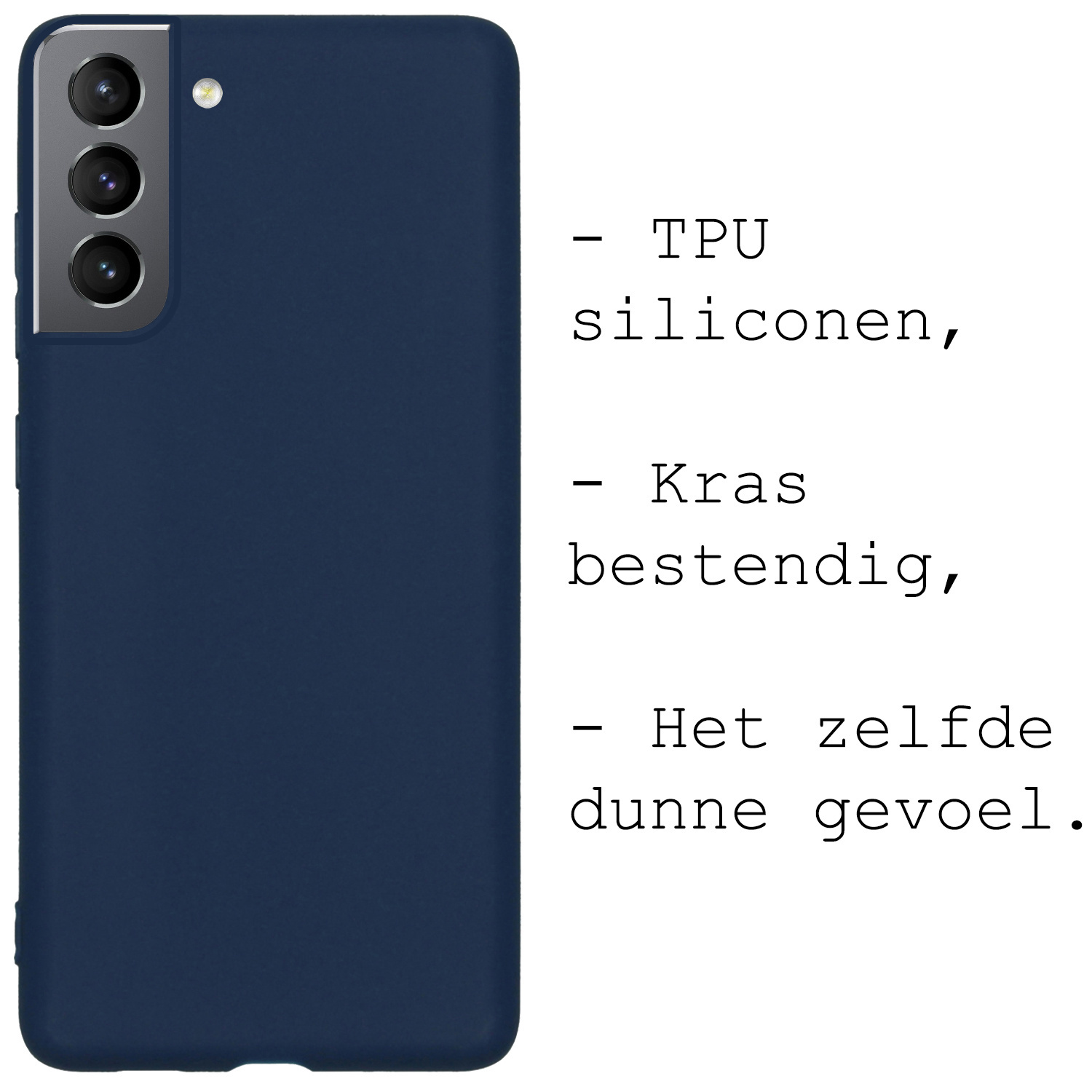 BASEY. Hoes Geschikt voor Samsung S22 Hoesje Siliconen Back Cover Case Met Screenprotector - Hoesje Geschikt voor Samsung Galaxy S22 Hoes Cover Hoesje - Donkerblauw
