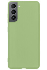 BASEY. Hoes Geschikt voor Samsung S22 Hoesje Siliconen Back Cover Case Met Screenprotector - Hoesje Geschikt voor Samsung Galaxy S22 Hoes Cover Hoesje - Groen