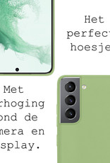BASEY. Hoes Geschikt voor Samsung S22 Hoesje Siliconen Back Cover Case Met Screenprotector - Hoesje Geschikt voor Samsung Galaxy S22 Hoes Cover Hoesje - Groen