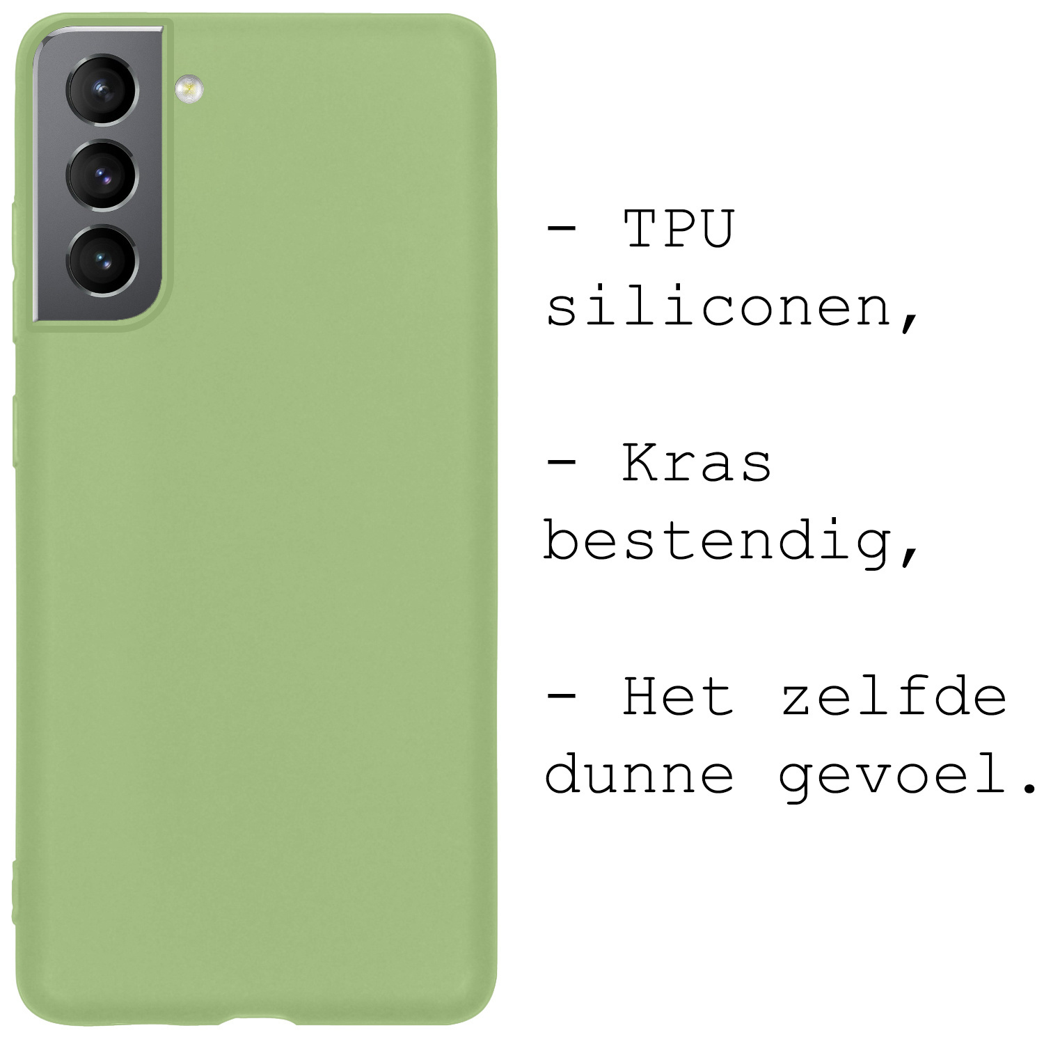 BASEY. Hoes Geschikt voor Samsung S22 Hoesje Siliconen Back Cover Case Met Screenprotector - Hoesje Geschikt voor Samsung Galaxy S22 Hoes Cover Hoesje - Groen