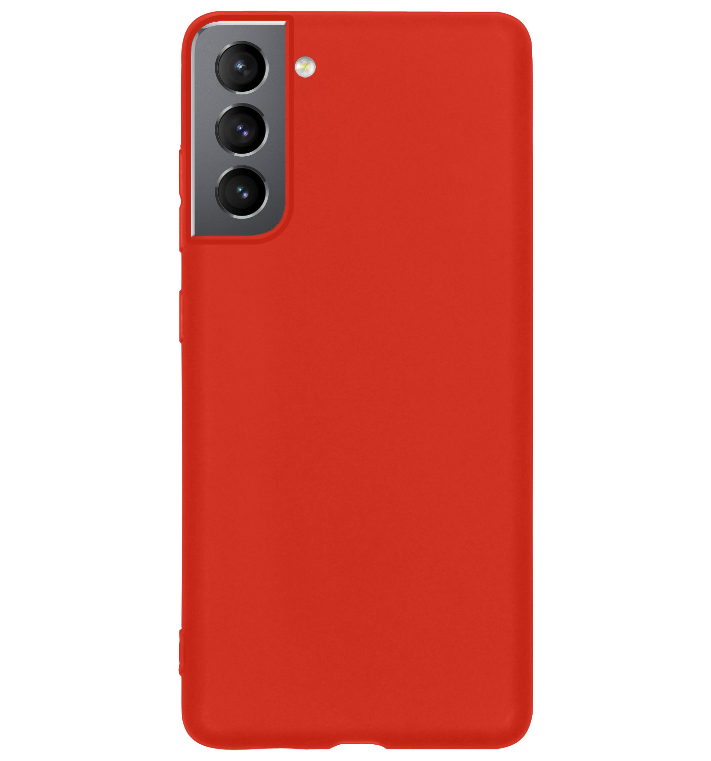 BASEY. Hoes Geschikt voor Samsung S22 Hoesje Siliconen Back Cover Case Met Screenprotector - Hoesje Geschikt voor Samsung Galaxy S22 Hoes Cover Hoesje - Rood